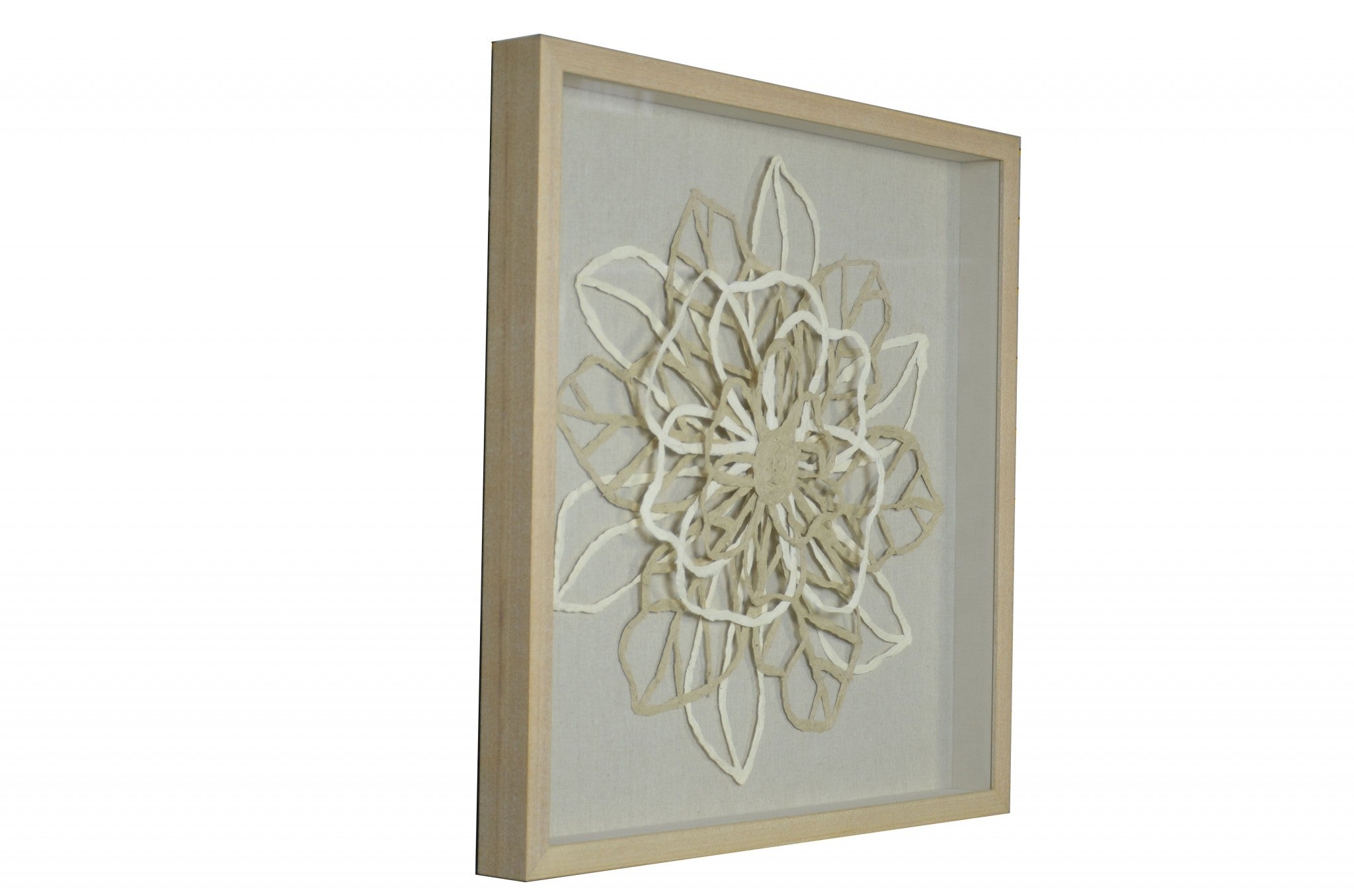 15" x 2" x 28" Natural Brown, Wood, Paper And Glass - Shadow Box