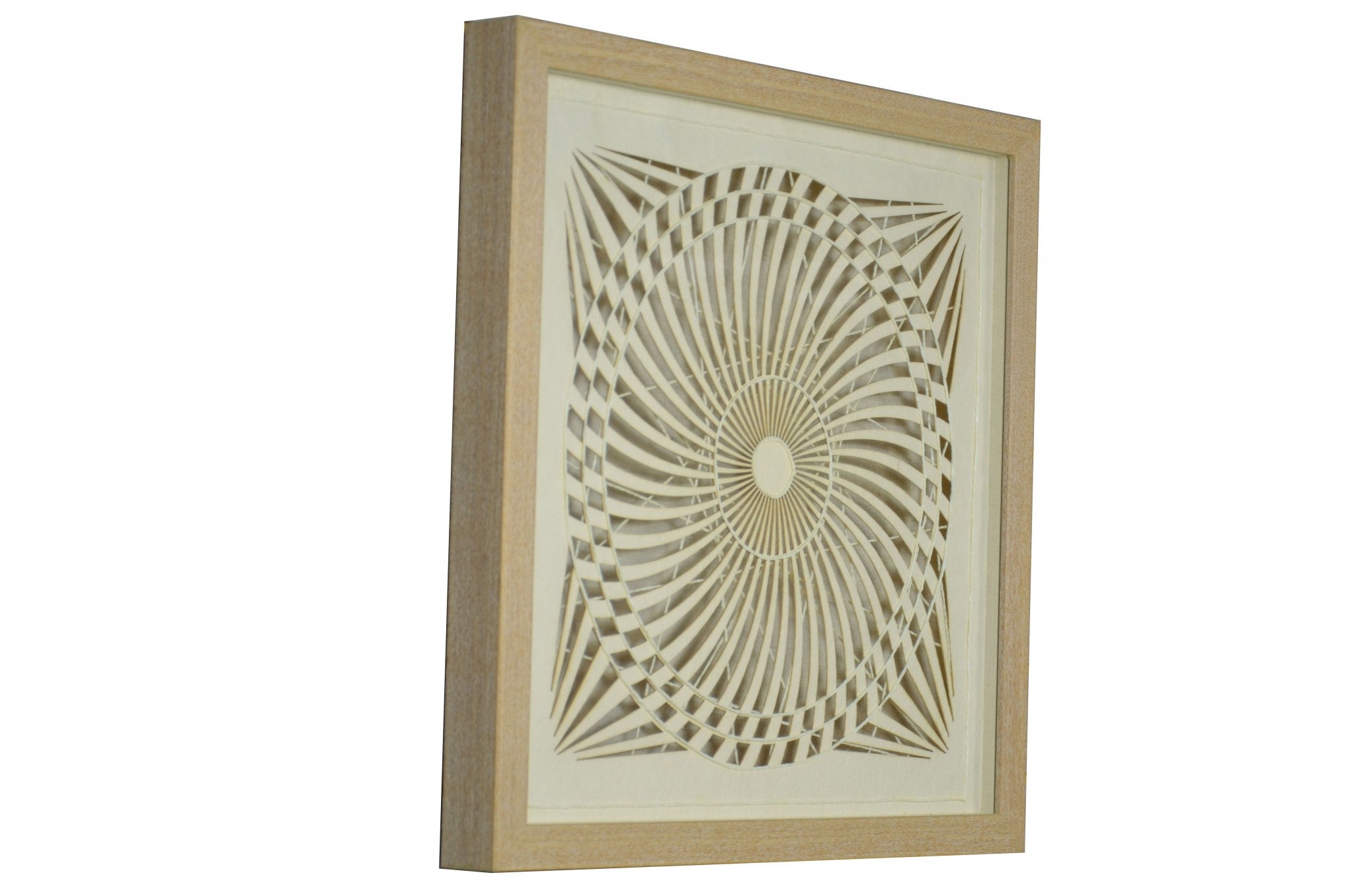 8" x 2" x 20" Modern Natural Brown, Paper And Glass - Shadow Box