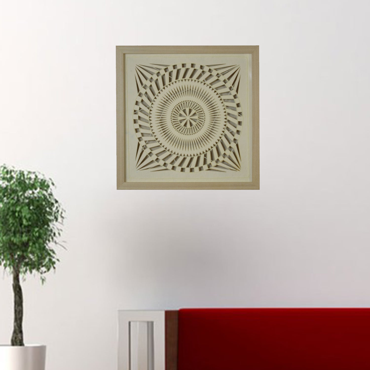 8" x 2" x 20" Natural Brown, Paper And Glass - Shadow Box