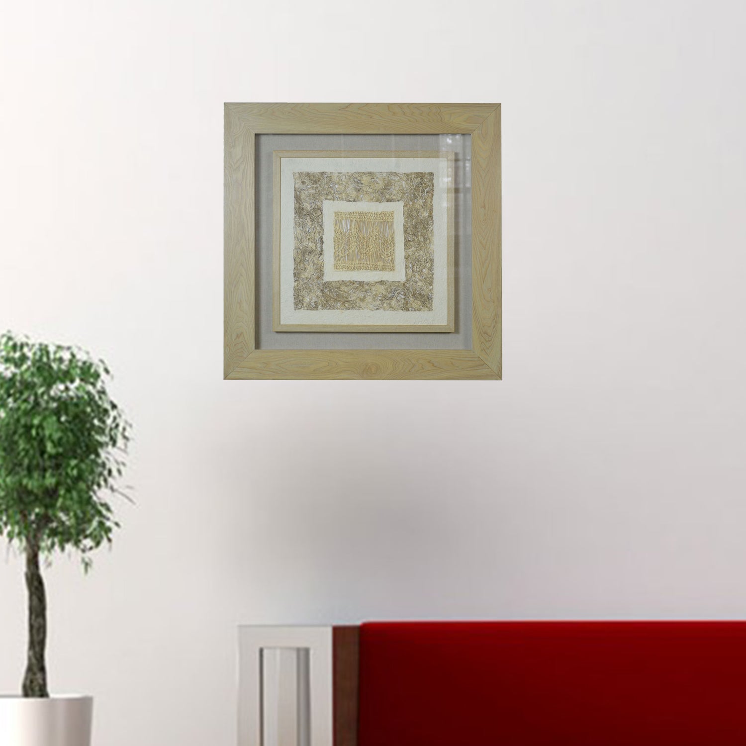 27" x 2" x 35" Natural Brown, Wood And Glass - Shadow Box