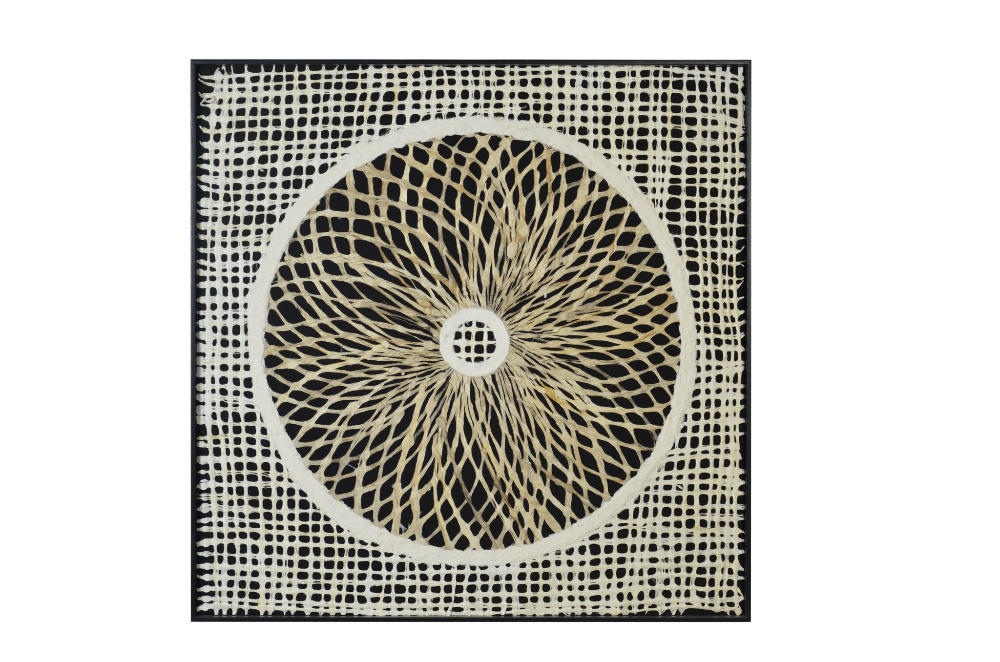 8" x 1" x 35" Black & White, Fabric And Paper - Shadow Box