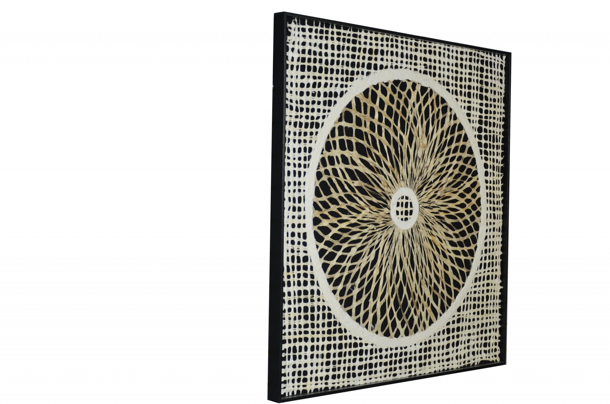 8" x 1" x 35" Black & White, Fabric And Paper - Shadow Box