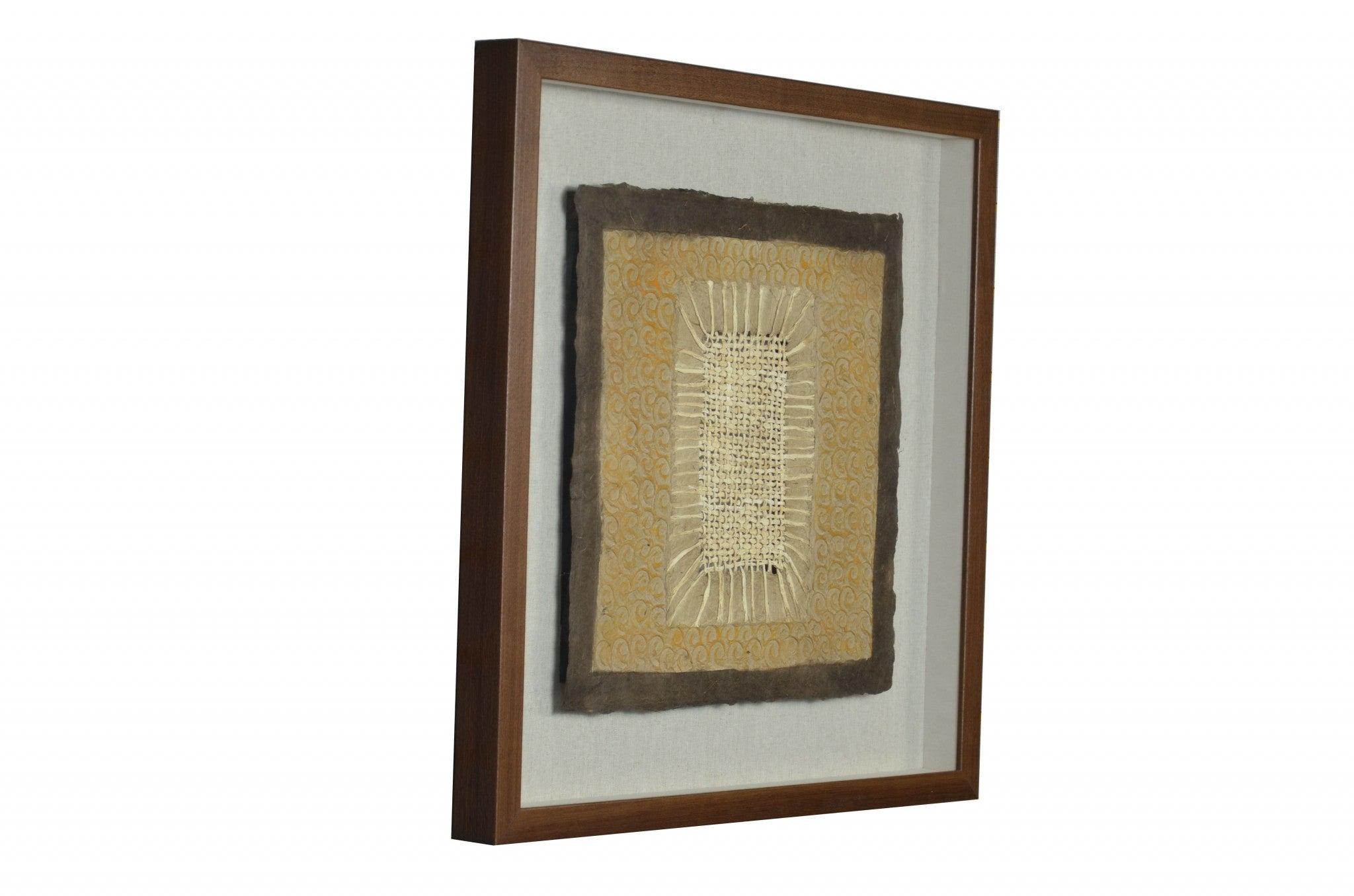 12" x 2" x 24" Brown, Paper And Glass Decor - Shadow Box