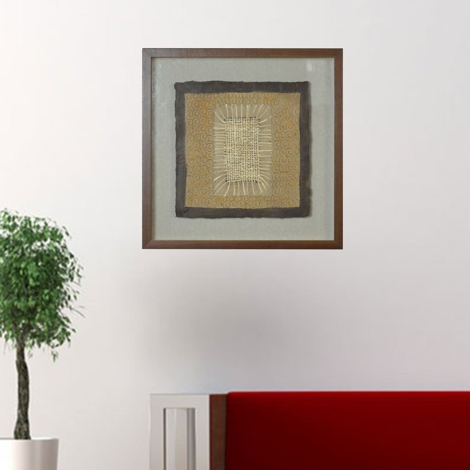 12" x 2" x 24" Brown, Paper And Glass Decor - Shadow Box