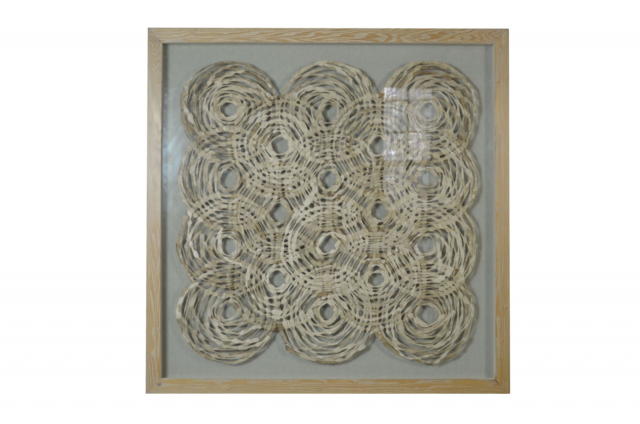 61" x 2" x 47" Natural Brown, Wood And Glass - Shadow Box