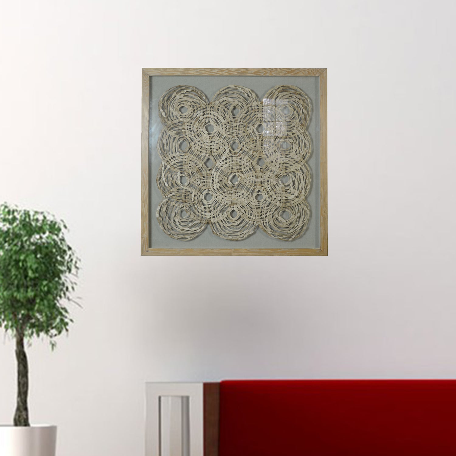 61" x 2" x 47" Natural Brown, Wood And Glass - Shadow Box