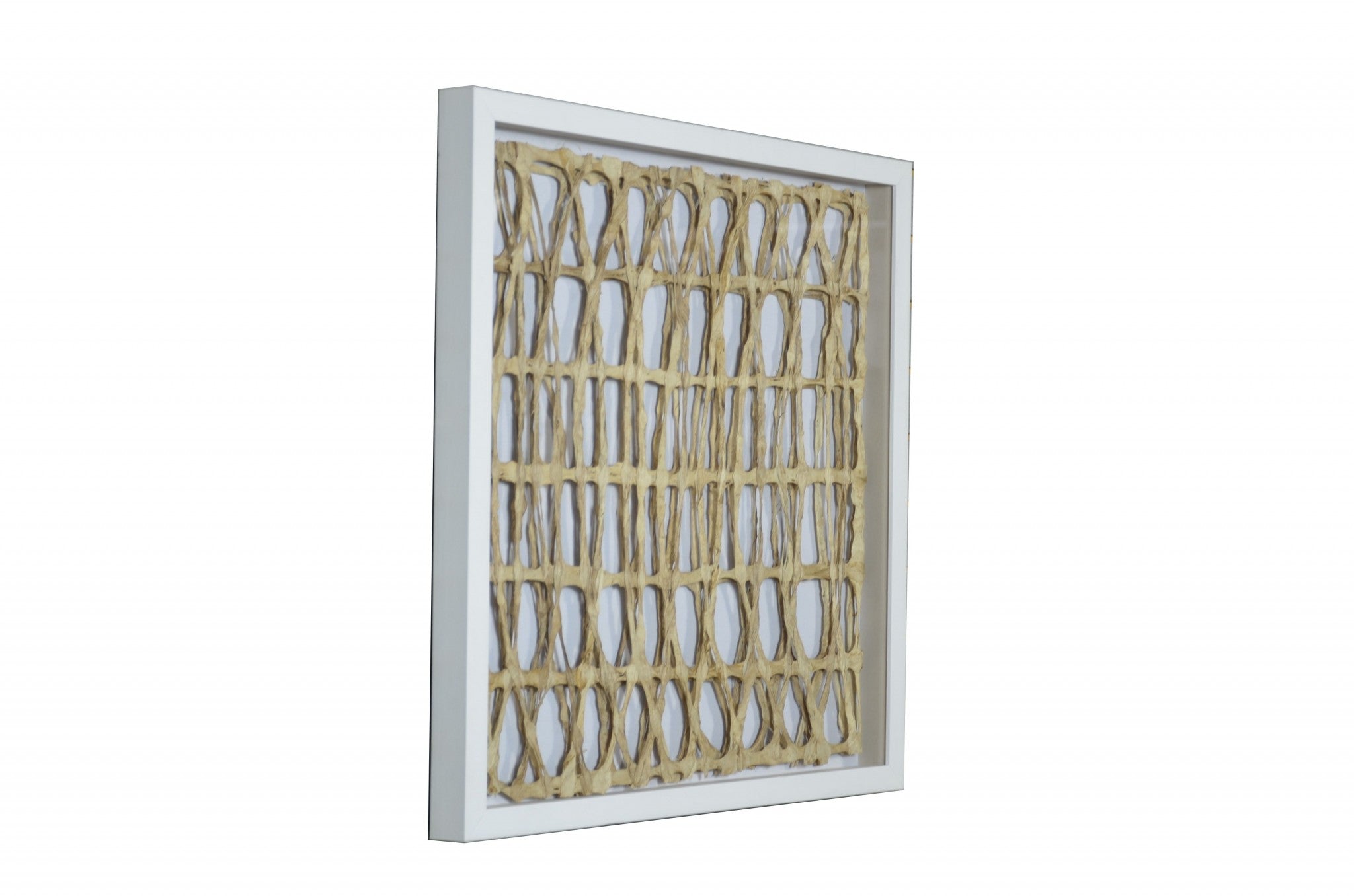 14" x 2" x 28" Natural Brown, Wood And Paper, Glass - Shadow Box