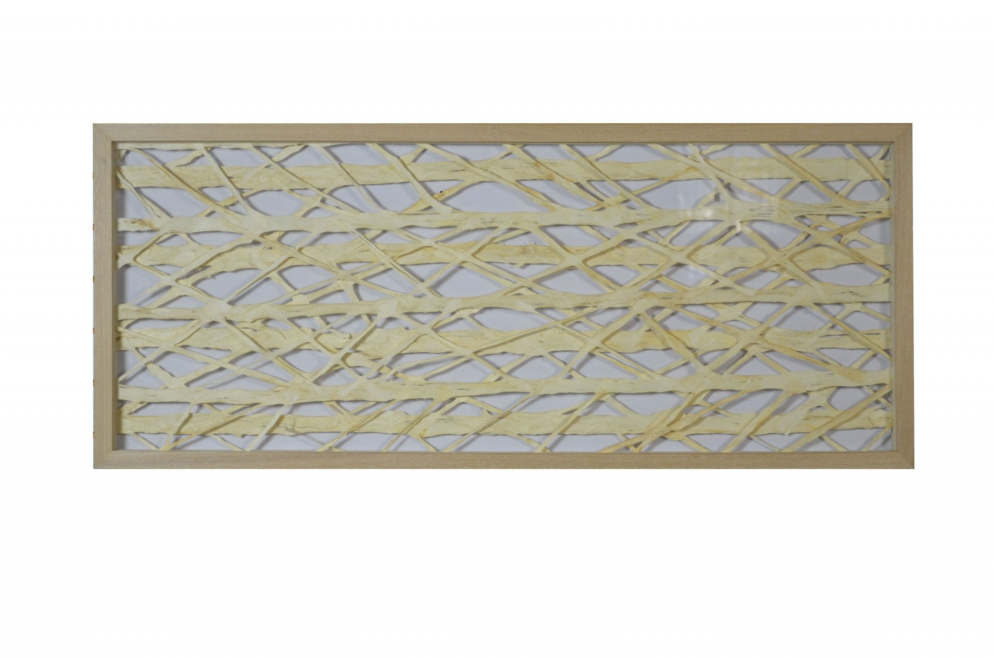 14" x 2" x 47" Natural Brown, Wood, Paper And Glass - Shadow Box