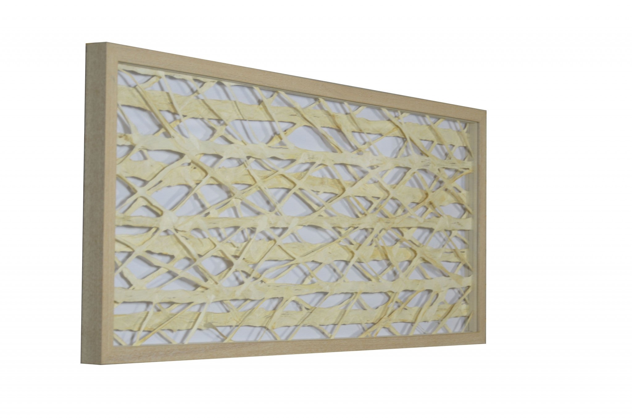 14" x 2" x 47" Natural Brown, Wood, Paper And Glass - Shadow Box