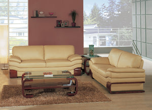 70 X 35  X 35 Modern Beige Leather Sofa And Loveseat