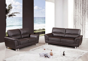 64'' X 36''  X 37'' Modern Brown Leather Sofa And Loveseat