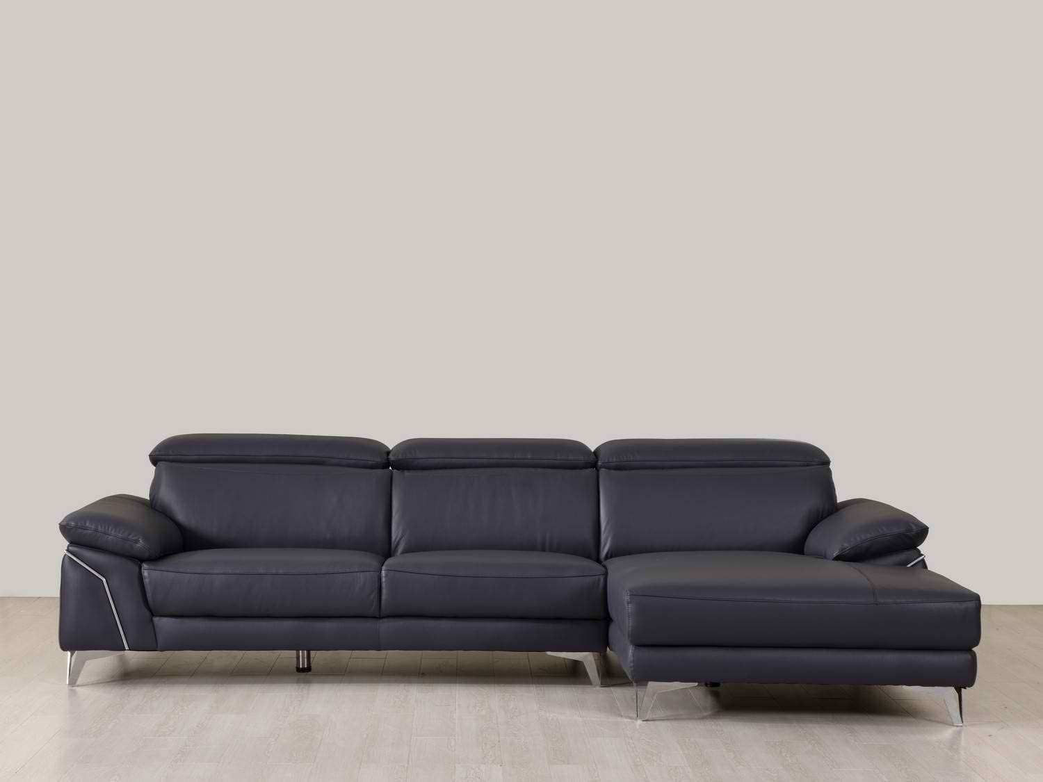 181'' X 41''  X 39'' Modern Blue Leather Sectional
