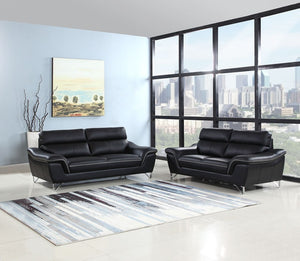 69'' X 36''  X 40'' Modern Black Leather Sofa And Loveseat
