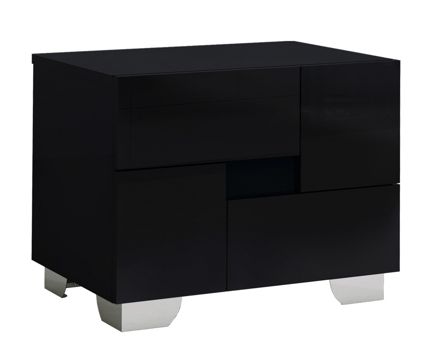 60" X 80"  X 43" 4pc Queen Modern Black High Gloss Bedroom Set