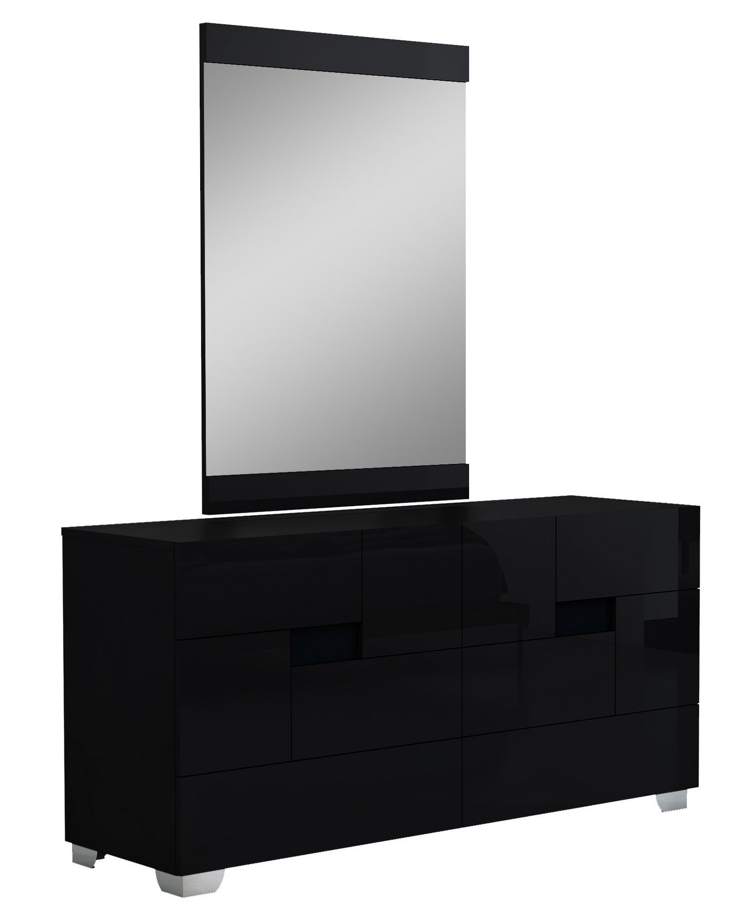 60" X 80"  X 43" 4pc Queen Modern Black High Gloss Bedroom Set