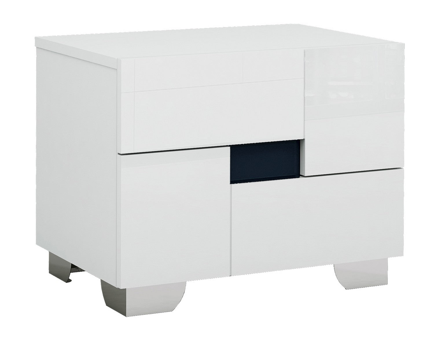 60" X 80"  X 43" 4pc Queen Modern White High Gloss Bedroom Set