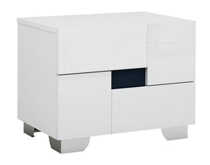 60" X 80"  X 43" 4pc Queen Modern White High Gloss Bedroom Set