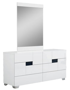 60" X 80"  X 43" 4pc Queen Modern White High Gloss Bedroom Set