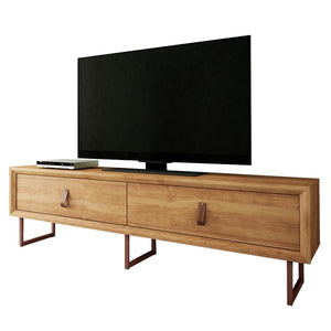 70.9" X 15.7" X 17.9" Country Chic TV Stand With Copper feet and Leather Pushers