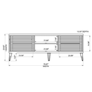 Modern TV Stand With Metal Legs And Light Wood-Slat Sliding Doors