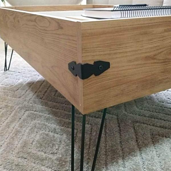 Rustic Iron And Wood Coffee Table With Sliding Tray