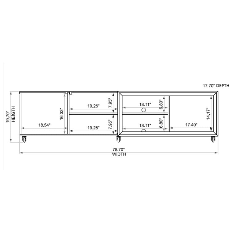 78.74" X 19.71" X 19.68" Modern TV Stand With Silicone Wheels