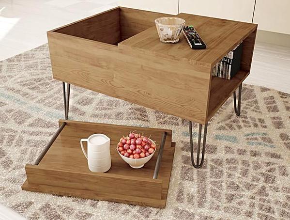 Rustic Black Metal Coffee Table With Removable Tray