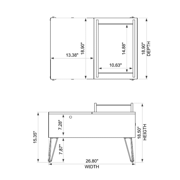 Rustic Black Metal Coffee Table With Removable Tray