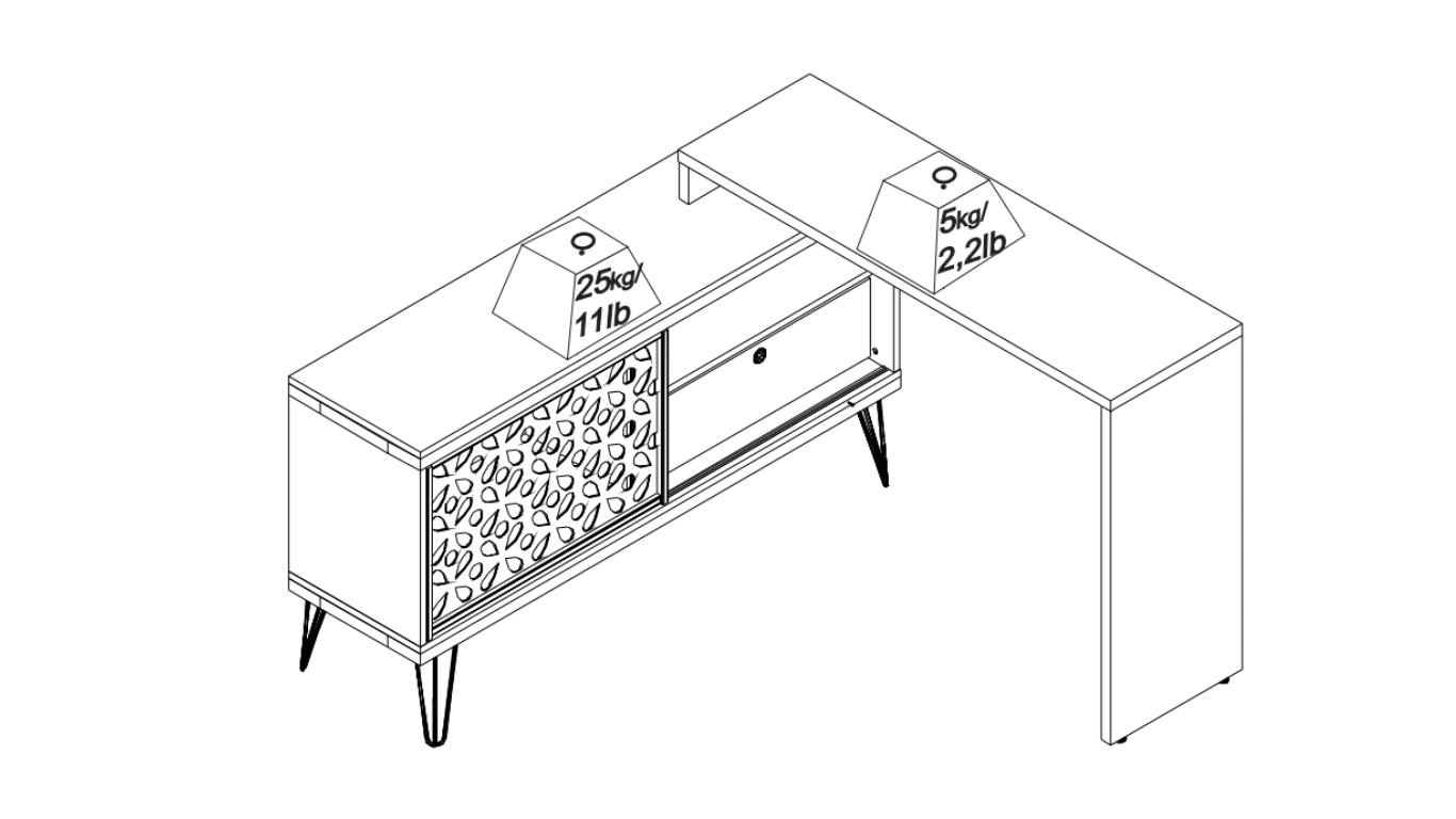 77" X 12.9" X 29.6" Versatile and Unique TV Stand With Desk