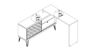 77" X 12.9" X 29.6" Versatile and Unique TV Stand With Desk