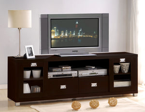 15" X 69" X 23" Espresso Wood Veneer (Paper) TV Stand