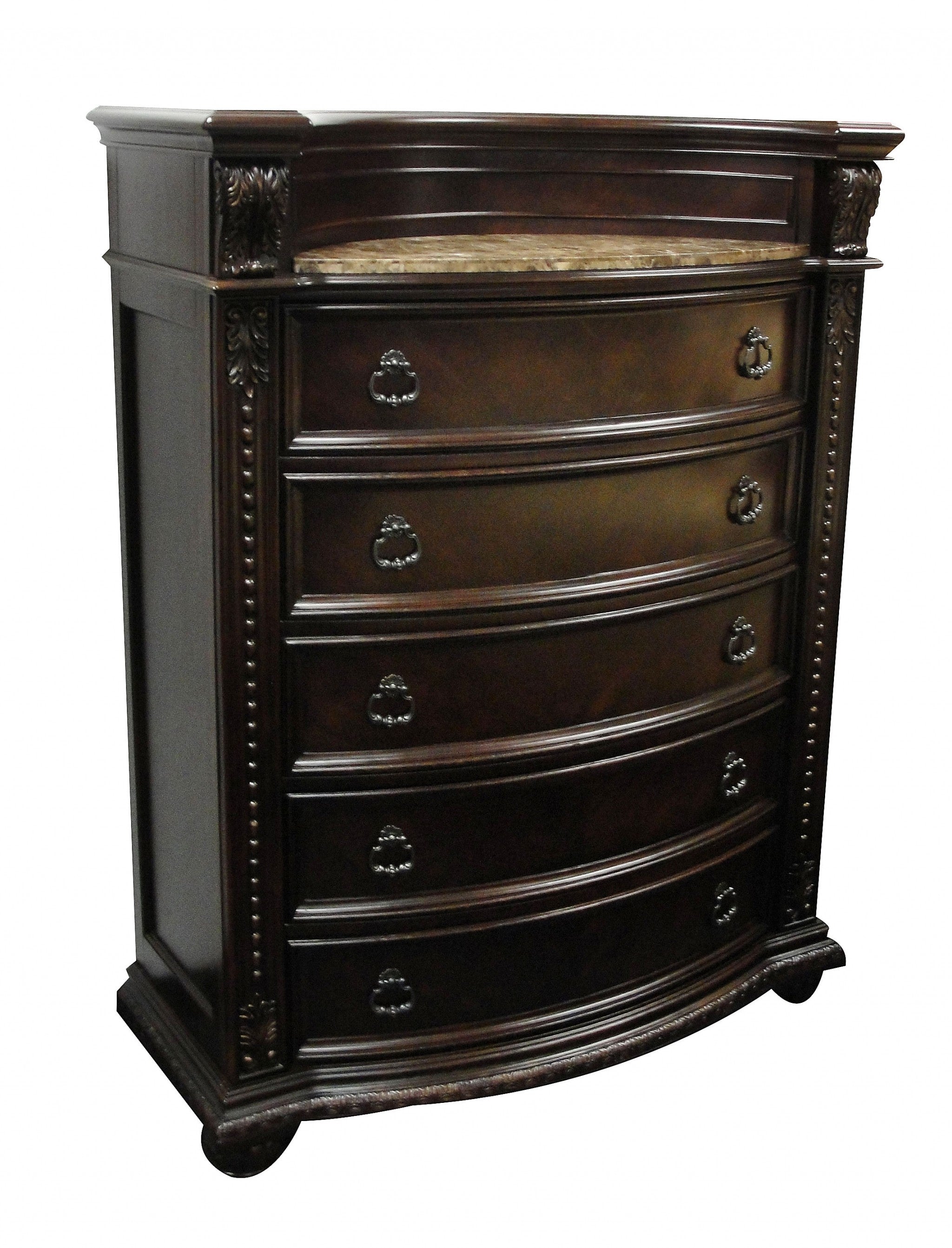 21" X 44" X 58" Cherry Wood Chest w/Marble Top