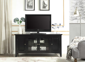 20" X 55" X 26" Black Wood Glass TV Stand for Flat Screen TVs up to 60"