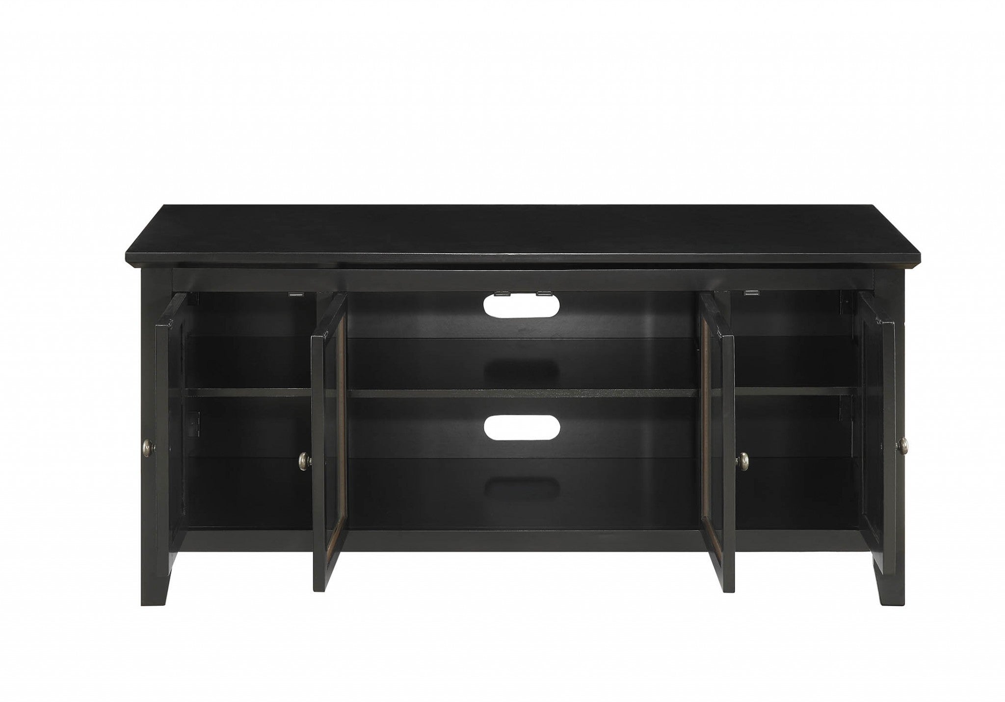 20" X 55" X 26" Black Wood Glass TV Stand for Flat Screen TVs up to 60"