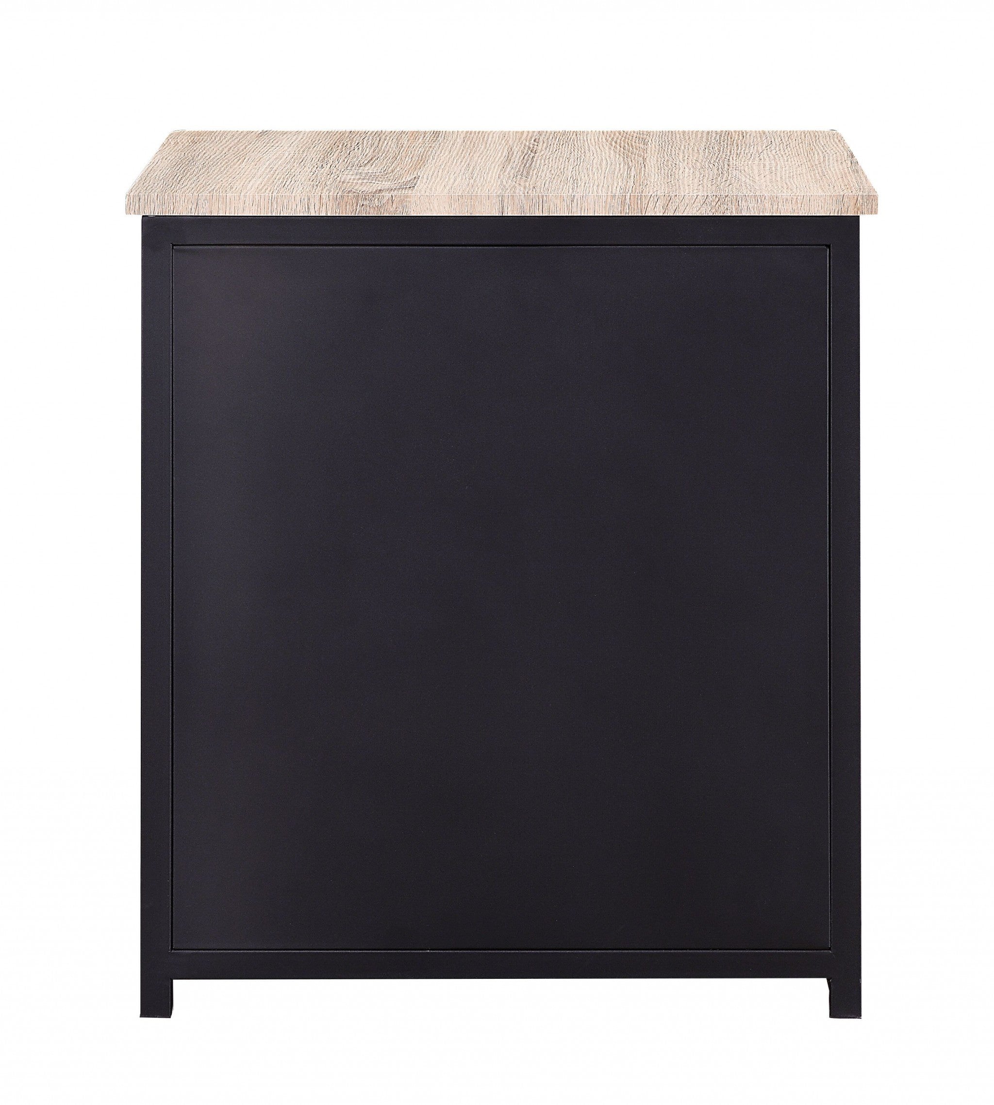 16" X 24" X 28" Natural Sandy Gray Metal Wood Veneer Paper Nightstand