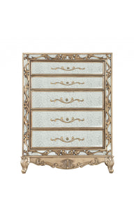 19" X 42" X 56" Antique Gold Wood Mirror Chest