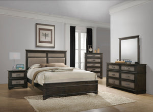 81" X 85" X 52" Copper PU Dark Walnut Wood Upholstery King Bed