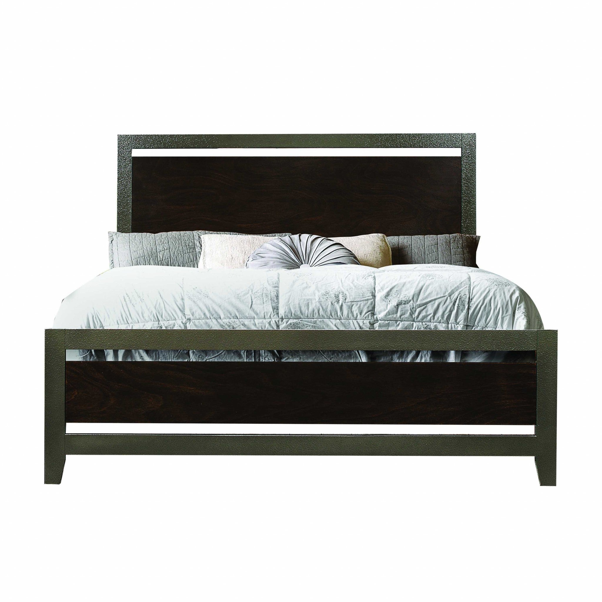 64" X 84" X 52" Walnut Wood Queen Bed
