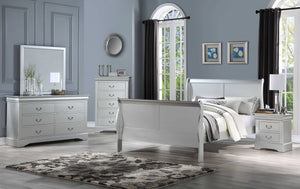 56" X 85" X 47" Platinum Wood Full Bed