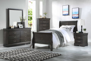 56" X 85" X 47" Dark Gray Wood Full Bed