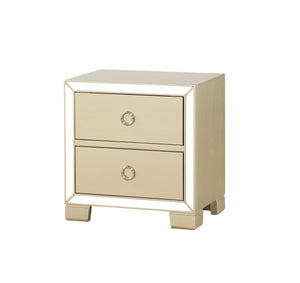 15" X 22" X 23" Champagne Wood Mirror Veneer Nightstand