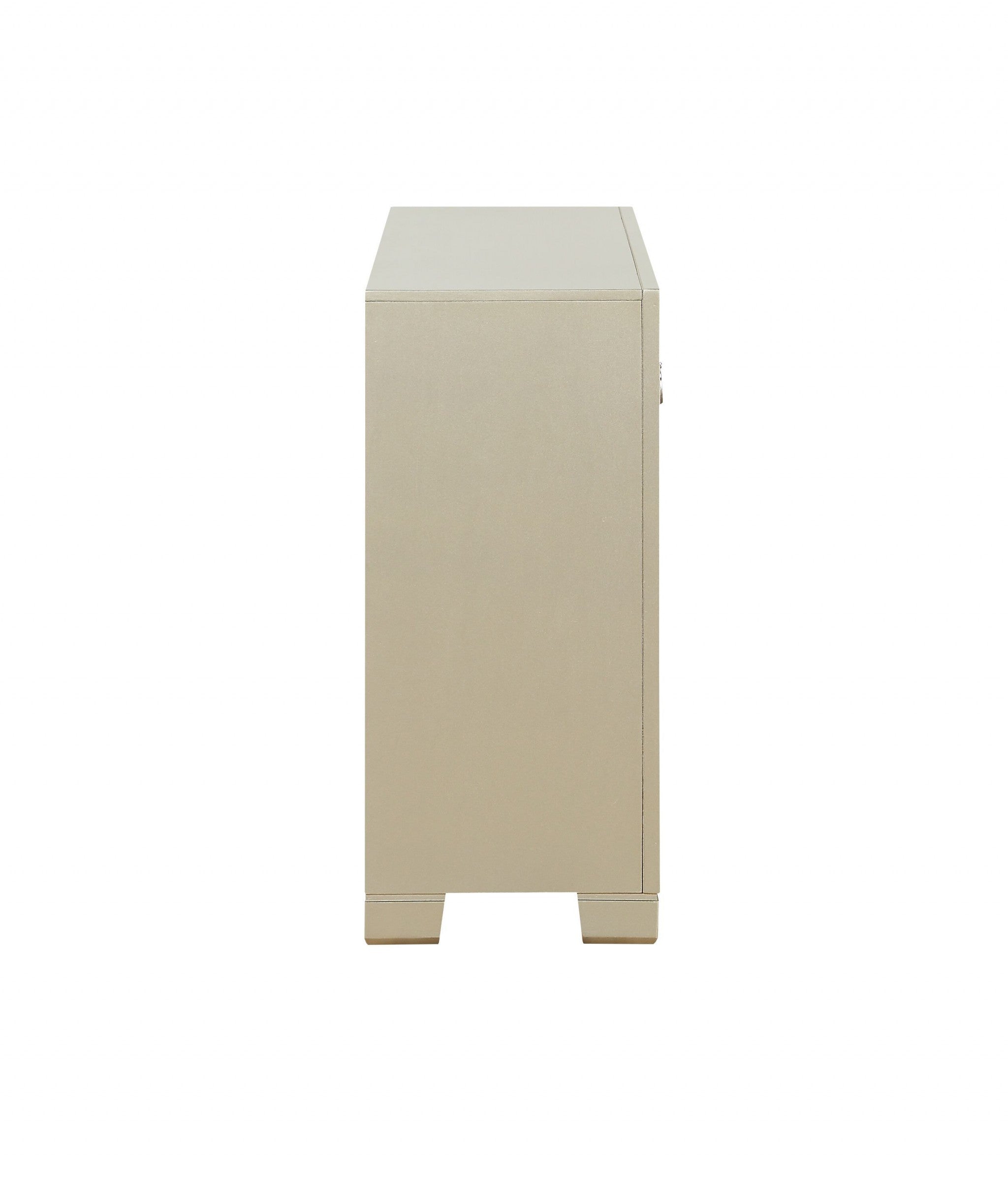 15" X 57" X 34" Champagne Wood Mirror Veneer Dresser