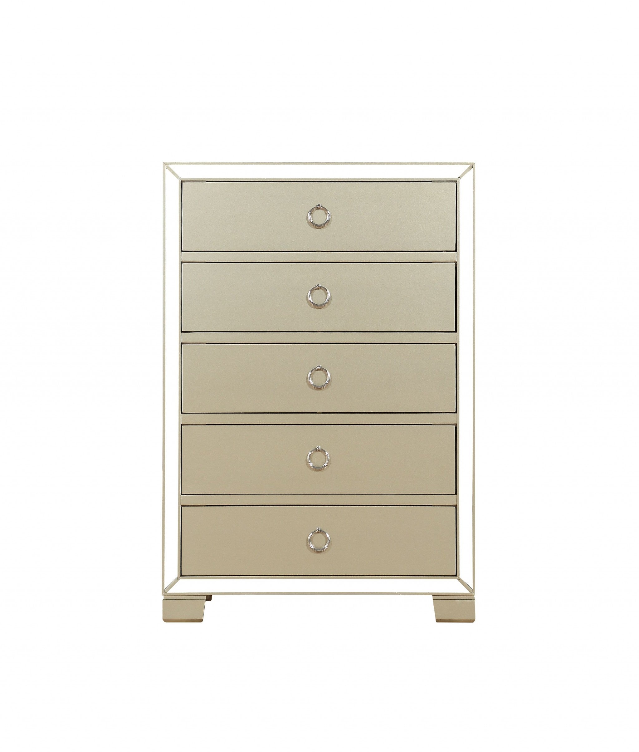 15" X 31" X 45" Champagne Wood Mirror Veneer Chest