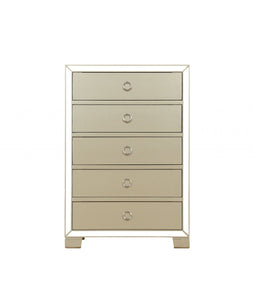 15" X 31" X 45" Champagne Wood Mirror Veneer Chest