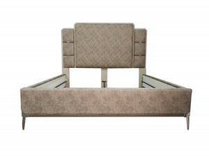 67" X 86" X 65" Vintage Beige PU Wood Upholstered (Bed) Metal Leg Veneer (Melamine) Queen Bed