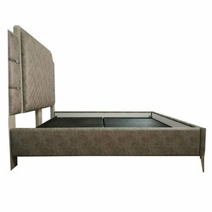 67" X 86" X 65" Vintage Beige PU Wood Upholstered (Bed) Metal Leg Veneer (Melamine) Queen Bed