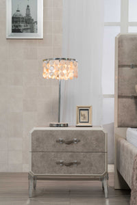 18" X 28" X 25" Vintage Beige PU Wood Upholstered (Front) Metal Leg Veneer (Melamine) Nightstand