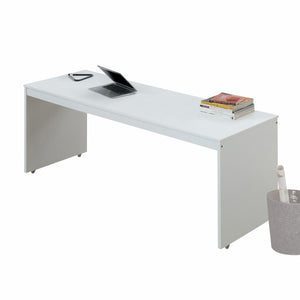 24" X 78" X 30" White Orange Wood Casters Veneer LVL Desk