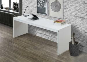 24" X 78" X 30" White Orange Wood Casters Veneer LVL Desk