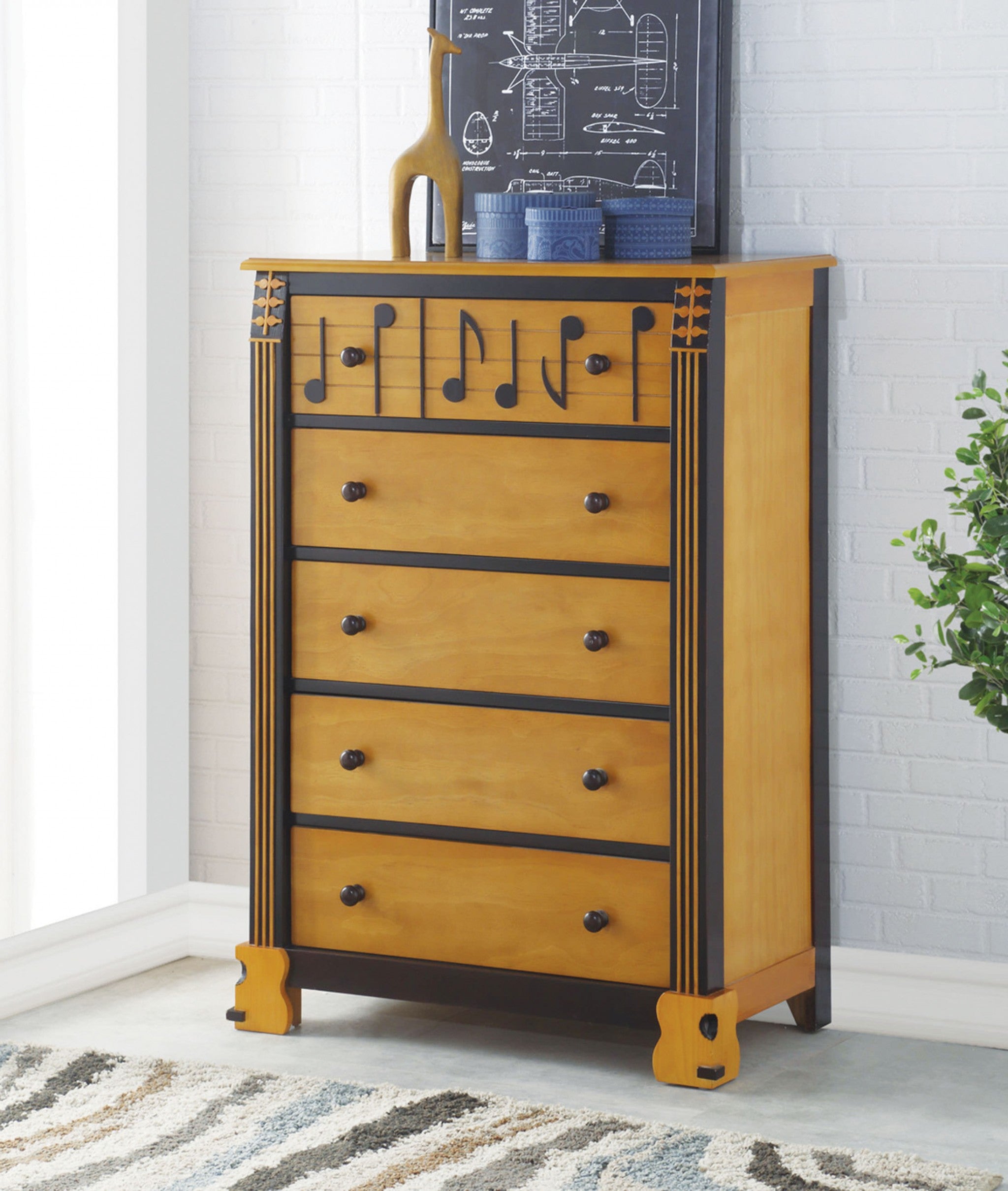 18" X 33" X 48" Honey Oak Espresso Wood Chest